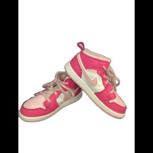 Nike Air Jordan 1 Girls White Pink Kids Shoes - Lightly Worn - Sz 10C FD8782 116
